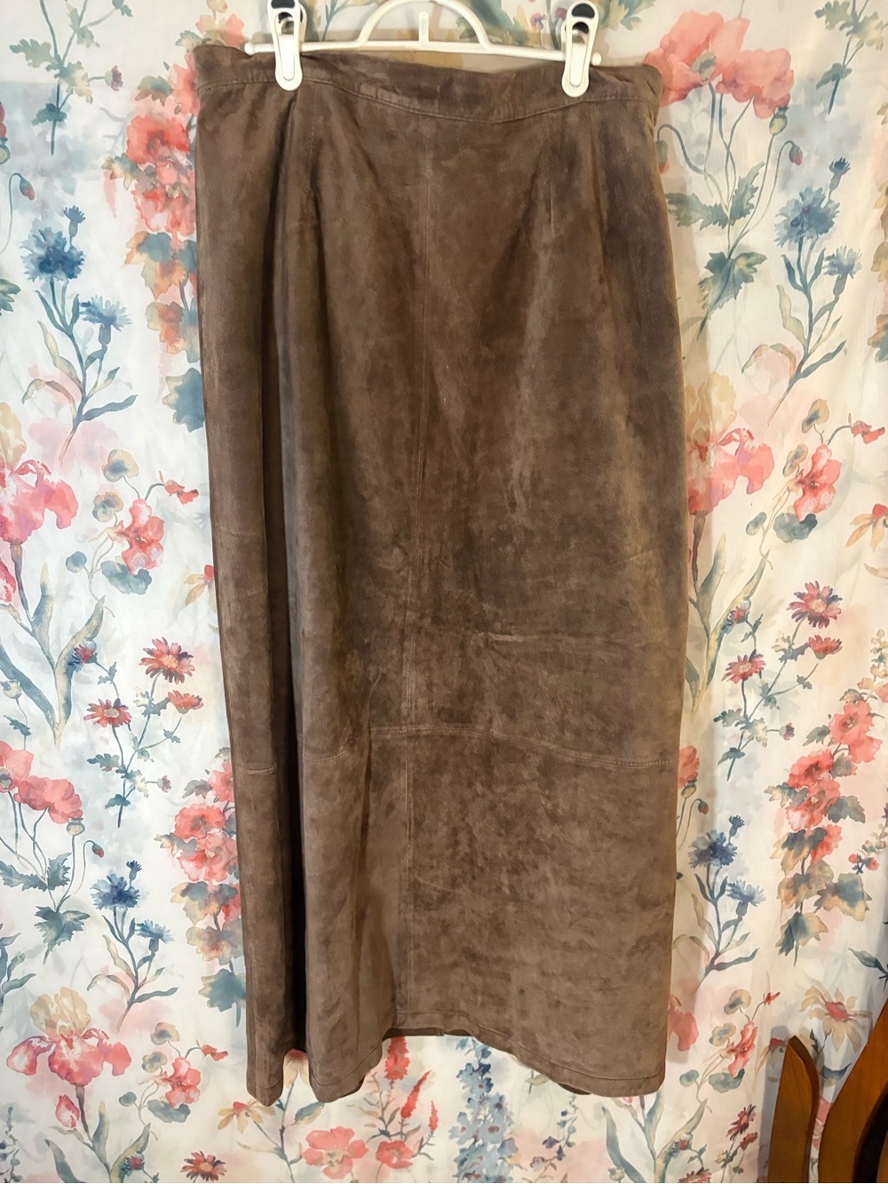 Vintage Women's Brown Suede Maxi Skirt